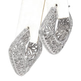 14K White Gold 0.66 TCW Diamond Filigree Square Hoop Earrings