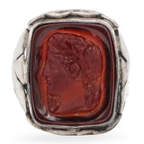 Antique Sterling Silver Hardstone Cameo Cocktail Ring