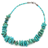 Vintage Native American Sterling Silver Turquoise Nugget Beaded Strand Necklace