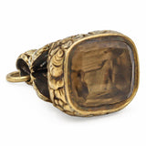 Antique 14K Yellow Gold Citrine Seal Fob Charm Pendant