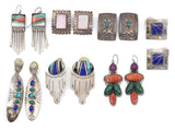 7 Pairs of Southwestern & Mexican Arist Sterling Silver Multi-Stone Earrings