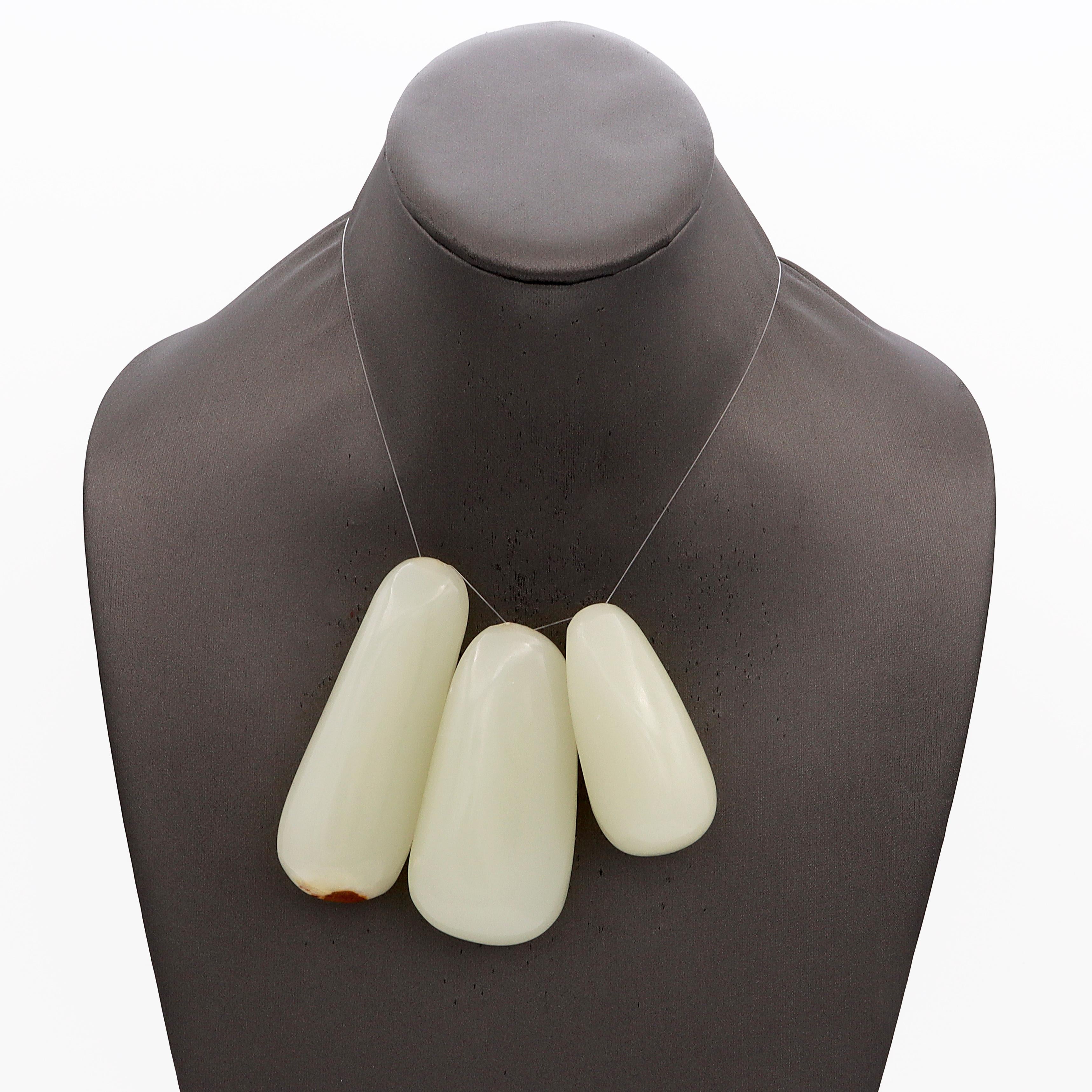 3x Mutton Fat Jade Pendants