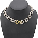 Vintage 18K Yellow Gold & Sterling Silver Infinity Link Chain Necklace