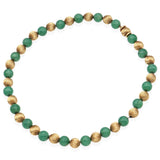 Vintage William Ruser 14K Yellow Gold Aventurine Beaded Strand Necklace