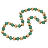 Vintage William Ruser 14K Yellow Gold Aventurine Beaded Strand Necklace