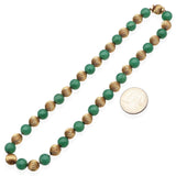 Vintage William Ruser 14K Yellow Gold Aventurine Beaded Strand Necklace