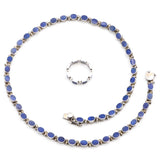 Vintage Morita Gil Chile Sterling Silver Lapis Lazuli Necklace Ring Set + Box