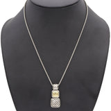 David Yurman 925 750 Two Tone Sculpted Cable Square Triple Drop Pendant Necklace