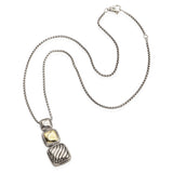 David Yurman 925 750 Two Tone Sculpted Cable Square Triple Drop Pendant Necklace