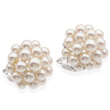 Tasaki Pearl Cluster Silver Plated Clip On Earrings