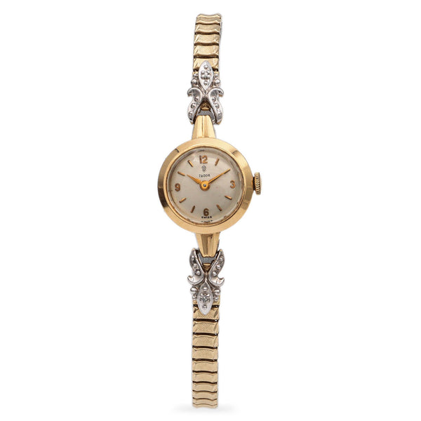 Vintage Tudor 18K Yellow Gold Diamond Women's Hand Wind Watch