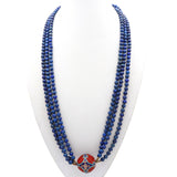 Vintage Chinese Cinnabar Cloisonne Lapis Beaded Multi-Strand Statement Necklace