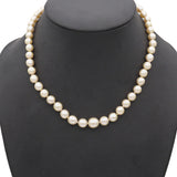 Vintage 14K White Gold Pearl Graduated Beaded Strand Necklace