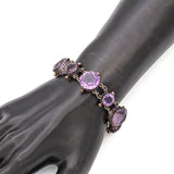 Antique 880 Silver Amethyst Link Bracelet