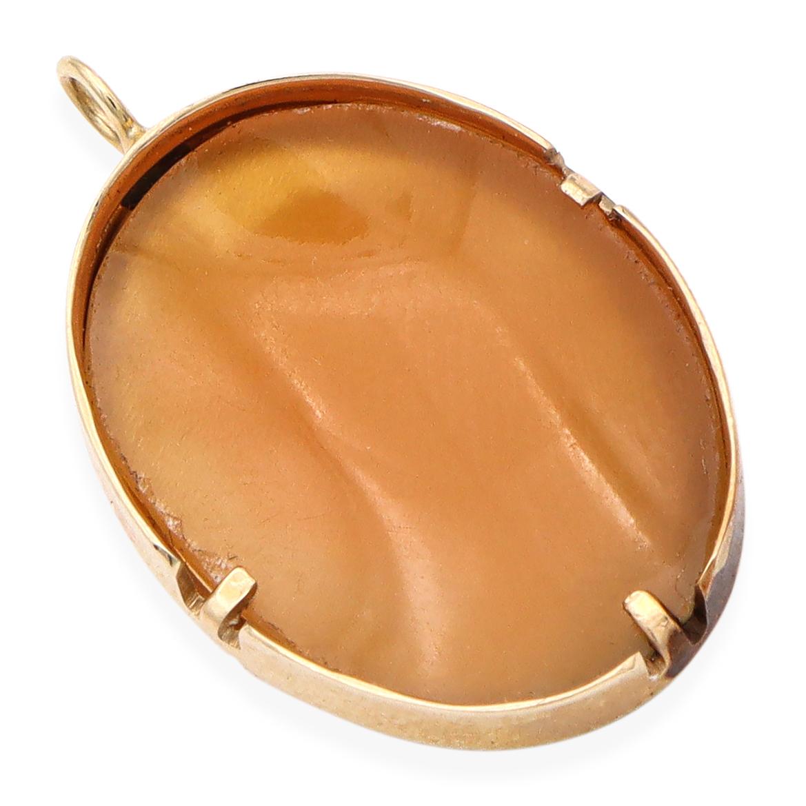 14K Yellow Gold Shell Cameo Pendant