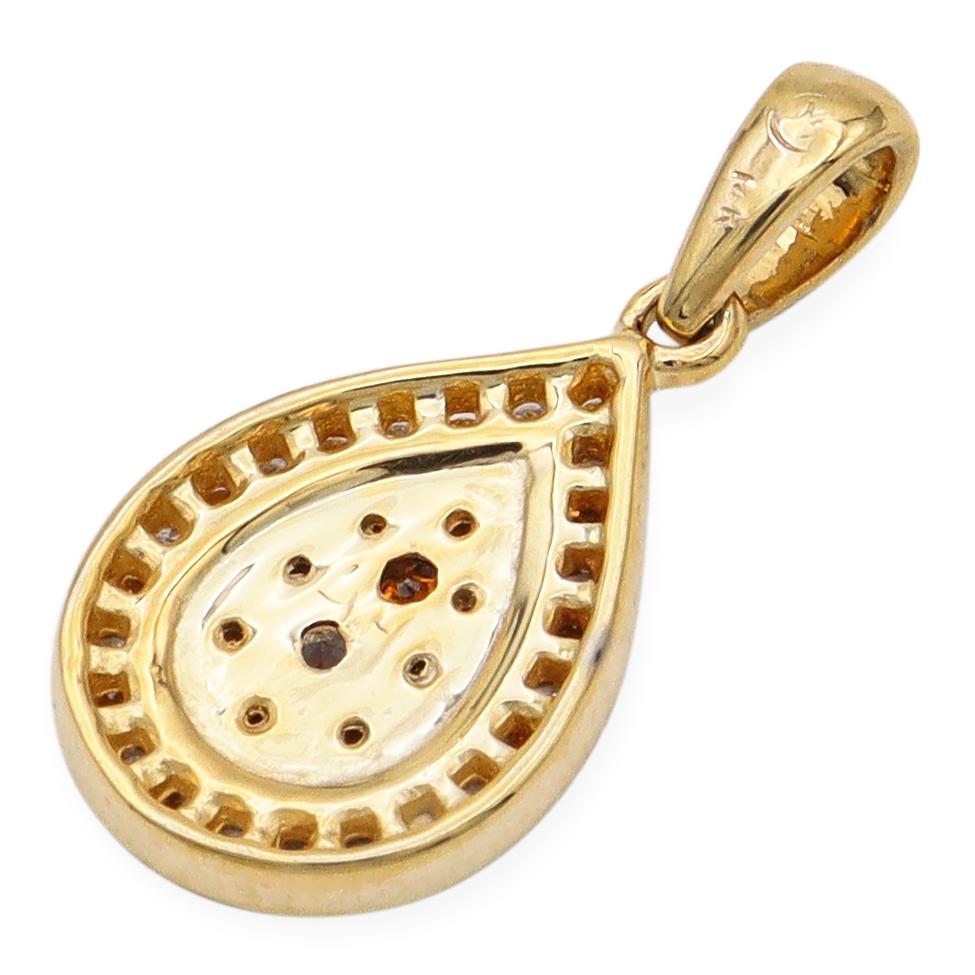 14K Yellow Gold Orange & White Diamond Pendant