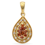 14K Yellow Gold Orange & White Diamond Pendant