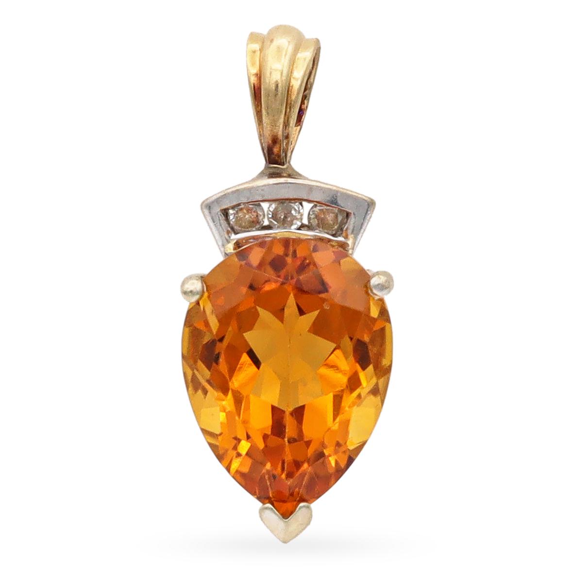 18K Two-tone Madeira Citrine Diamond Pendant