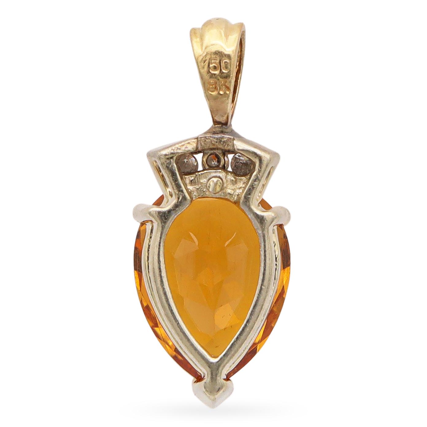 18K Two-tone Madeira Citrine Diamond Pendant