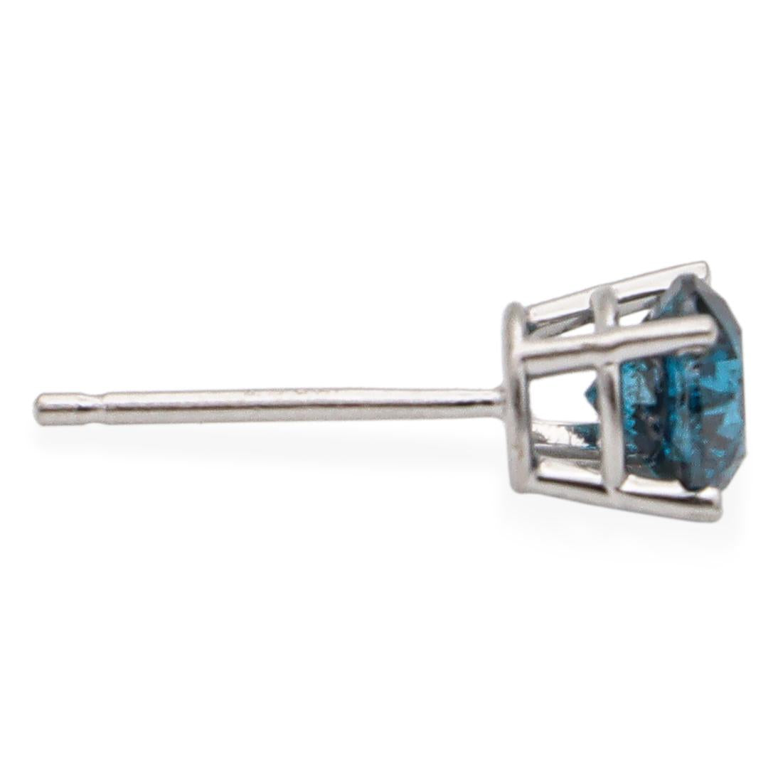 14K White Gold 0.40 ct. Irradiated Blue Diamond Single Stud Earring