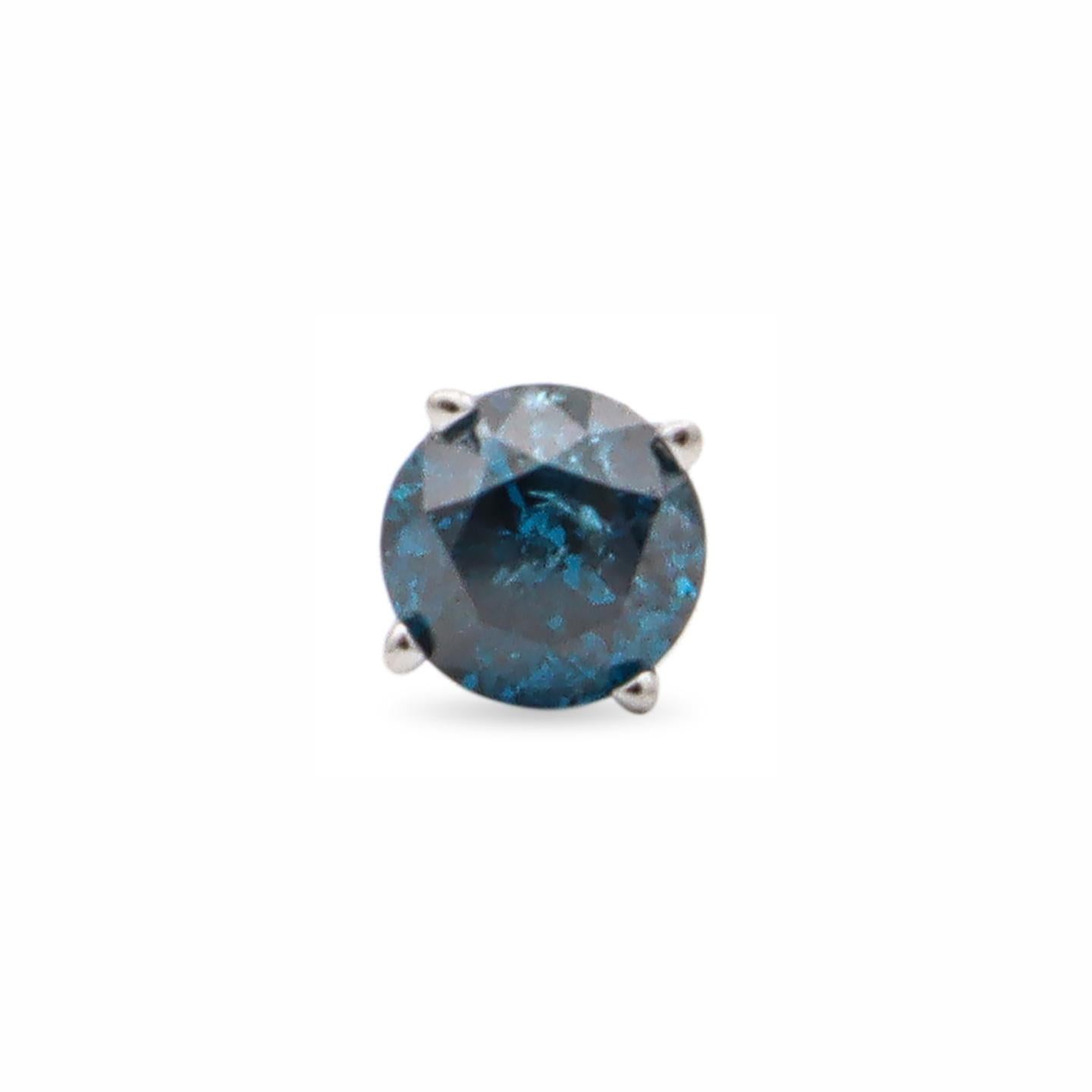 14K White Gold 0.40 ct. Irradiated Blue Diamond Single Stud Earring