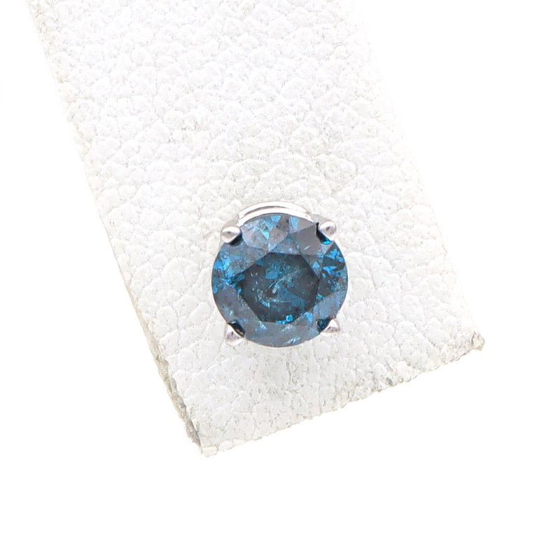 14K White Gold 0.40 ct. Irradiated Blue Diamond Single Stud Earring