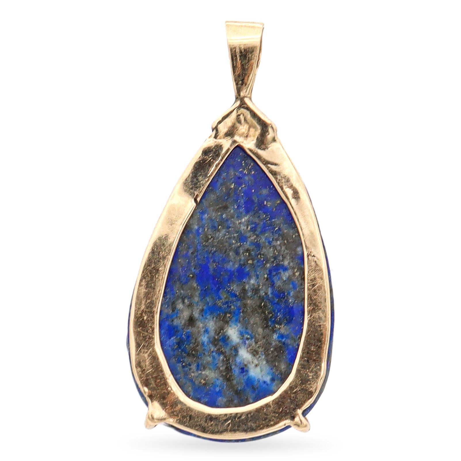 12K Yellow Gold Lapis Lazuli Pendant