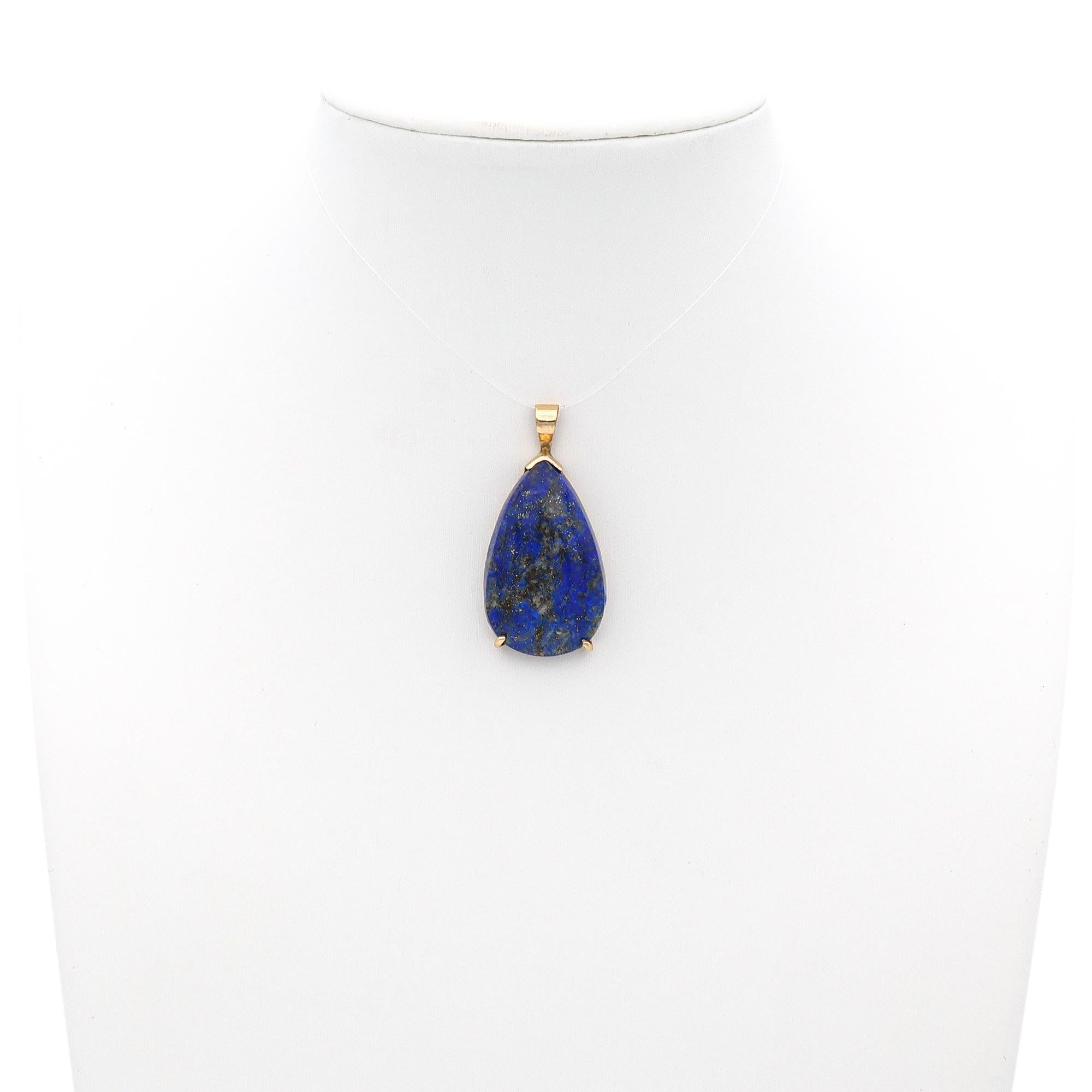 12K Yellow Gold Lapis Lazuli Pendant