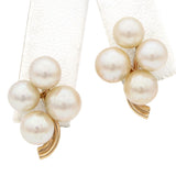 14K Yellow Gold Pearl Cluster Earrings