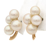 14K Yellow Gold Pearl Cluster Earrings