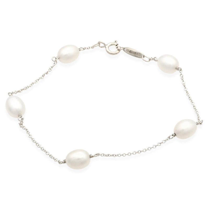 Tiffany & Co. Elsa Peretti Sterling Silver Pearl Station Bracelet