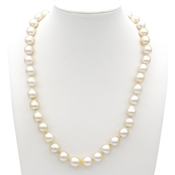 Vintage 14K White Gold Diamond Pearl Beaded Strand Necklace