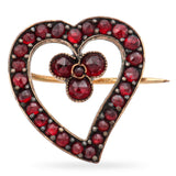 Vintage Gold Filled Bohemian Garnet Witch's Heart Brooch Pin