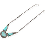 Vintage SEC Signed Zuni Southwestern Sterling Silver Turquoise Necklace