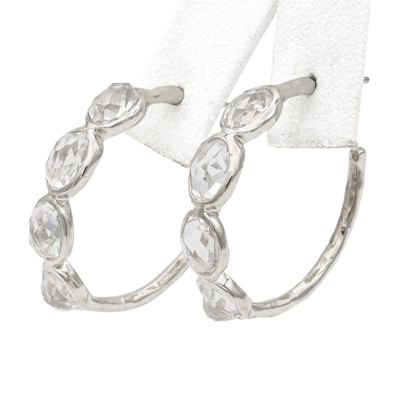 Vintage Ippolita Sterling Silver White Topaz Hoop Earrings