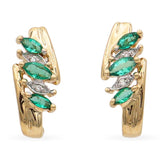 14K Yellow Gold Colombian Emerald Diamond Earrings