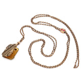 Vintage Gold Filled Rhinestone Locket Pendant Necklace with Long Toggle Chain