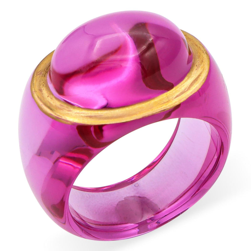 Baccarat Pink Crystal Gold Inlay Ring