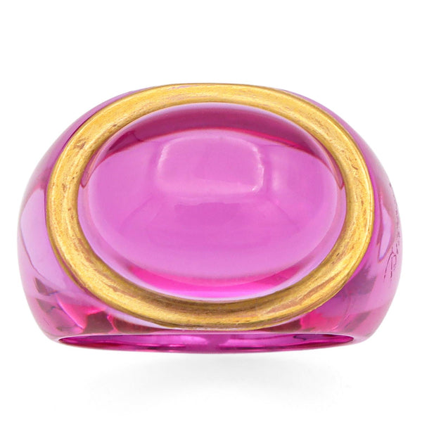 Baccarat Pink Crystal Gold Inlay Ring