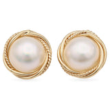 14K Yellow Gold Mabe Pearl Clip On Earrings