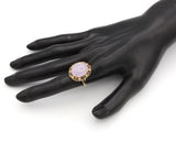 Vintage 14K Yellow Gold Oval Lavender Jade Cocktail Ring