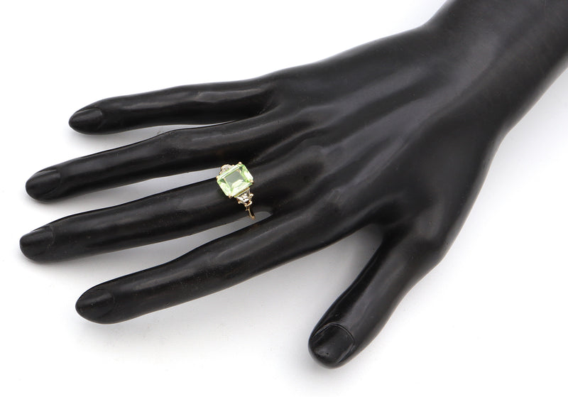 Vintage 14K Yellow and White Gold Green Lab Spinel Diamond Ring