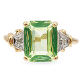 Vintage 14K Yellow and White Gold Green Lab Spinel Diamond Ring