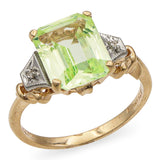 Vintage 14K Yellow and White Gold Green Lab Spinel Diamond Ring