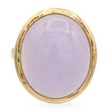 Vintage 14K Yellow Gold Oval Lavender Jade Cocktail Ring