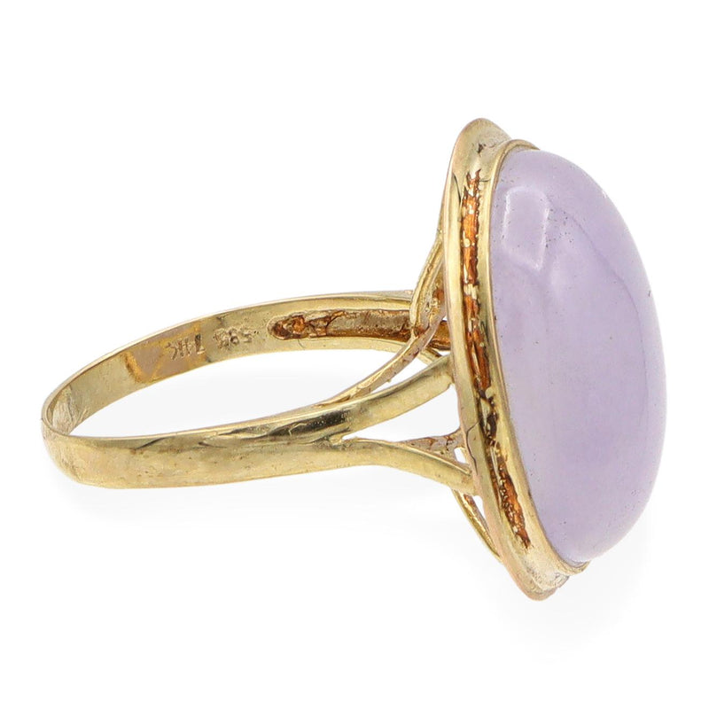 Vintage 14K Yellow Gold Oval Lavender Jade Cocktail Ring