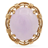 Vintage 14K Yellow Gold Oval Lavender Jade Cocktail Ring