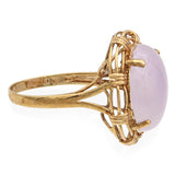 Vintage 14K Yellow Gold Oval Lavender Jade Cocktail Ring