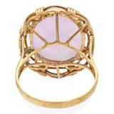 Vintage 14K Yellow Gold Oval Lavender Jade Cocktail Ring