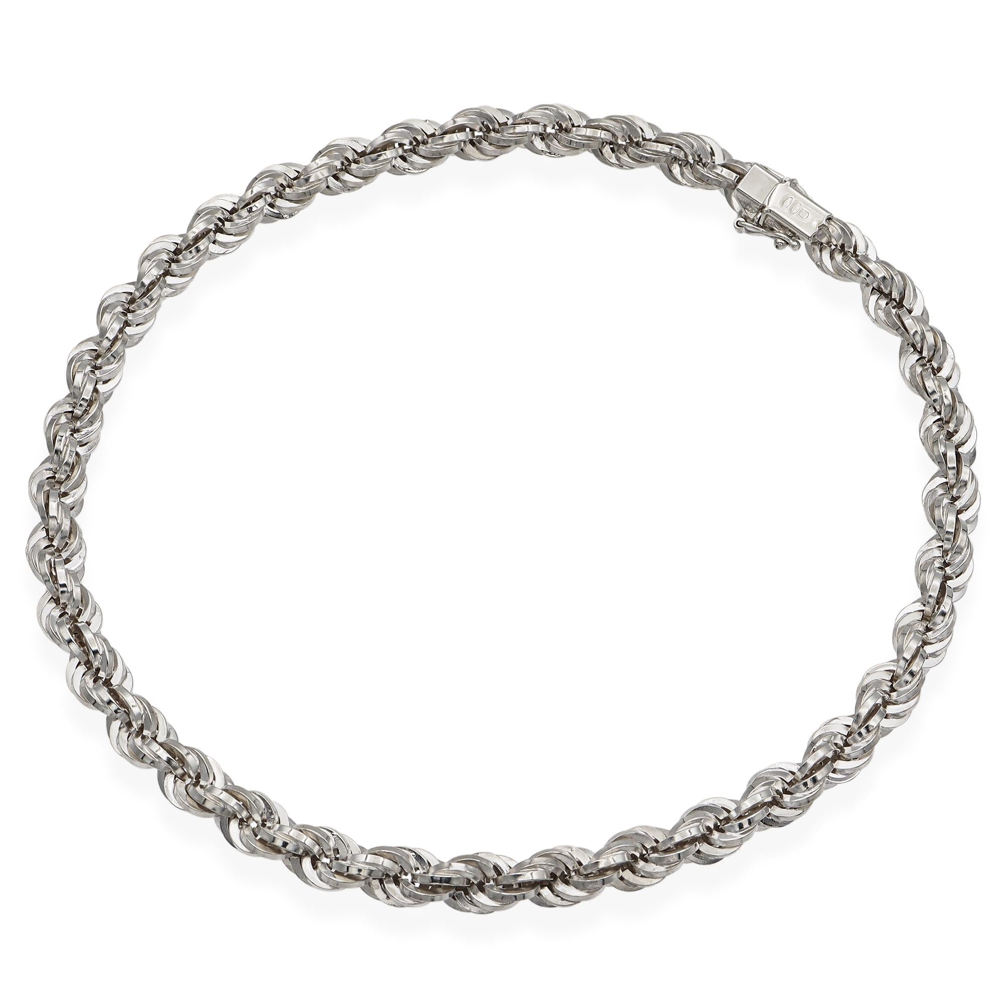 Sterling Silver Chunky Twist Rope Chain Link Necklace